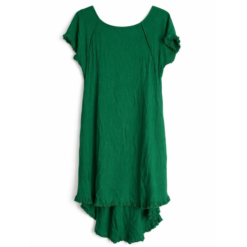 UMGEE LINEN BLEND CASUAL CLASSIC EVERYDAY COASTAL HIGH LOW FRAYED DRESS MEDIUM